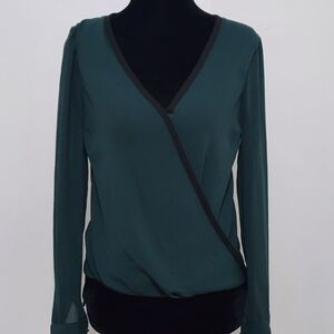 H&M Deep Teal V-Neck Blouse